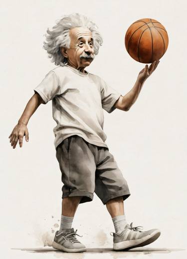 Albert Einstein Playing Basketball thumb