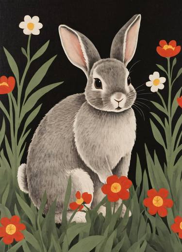 Floral Bunny Painting No.15 thumb