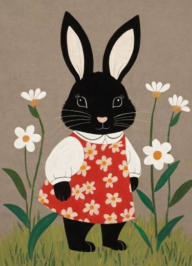 Floral Bunny Painting No.18 thumb