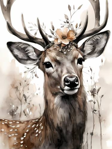 Deer Portrait Watercolor Painting No.1 thumb