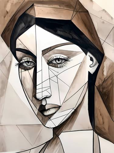Pablo Picasso Style Woman Cubism Portrait No.9 thumb