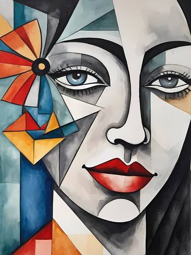 Pablo Picasso Style Woman Cubism Portrait No.12 thumb
