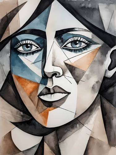 Pablo Picasso Style Woman Cubism Portrait No.16 thumb