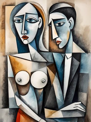 Couple Pablo Picasso Style Cubism No.3 thumb