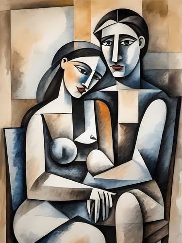 Couple Pablo Picasso Style Cubism No.4 thumb