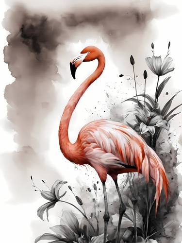 Flamingo Watercolor Painting No.1 thumb