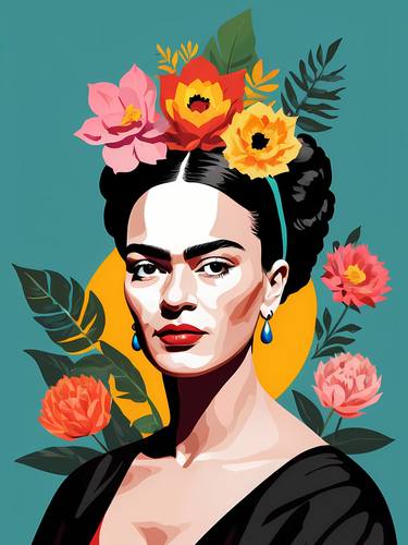 Frida Kahlo Floral Pop Art Portrait No.1 thumb