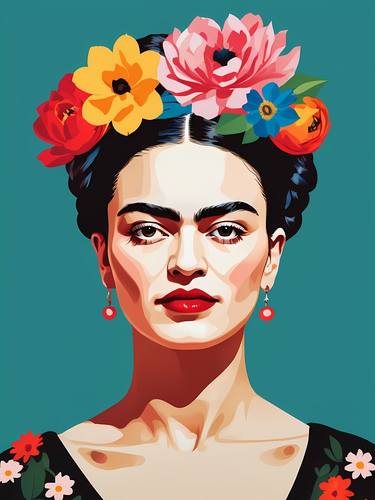 Frida Kahlo Floral Pop Art Portrait No.2 thumb