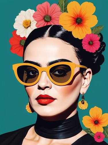 Frida Kahlo Floral Pop Art Portrait No.8 thumb