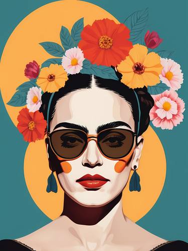 Frida Kahlo Floral Pop Art Portrait No.9 thumb