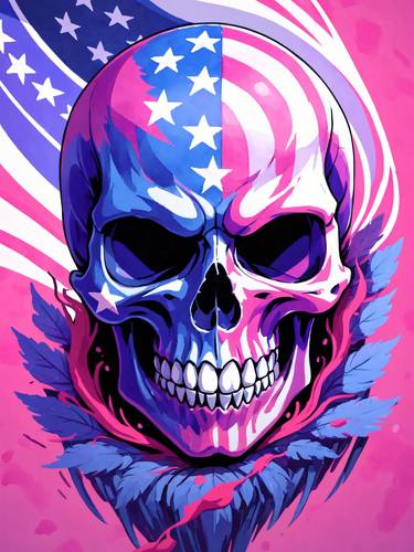 American flag floral face evil death skull No.4 thumb