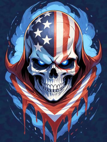 American flag floral face evil death skull No.5 thumb