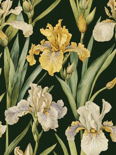 Saatchi Art Artist Dmitry O; Digital, “Iris Wildflower Vintage Botanical No.1” #art