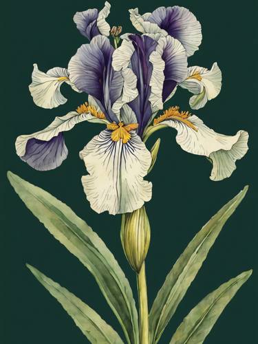 Saatchi Art Artist Dmitry O; Digital, “Iris Wildflower Vintage Botanical No.2” #art