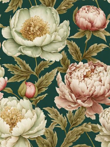 Peony Wildflower Vintage Botanical William Morris Style No.5 thumb