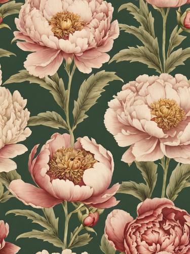 Peony Wildflower Vintage Botanical William Morris Style No.14 thumb