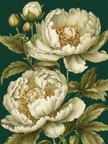 Peony Wildflower Vintage Botanical William Morris Style No.18 thumb