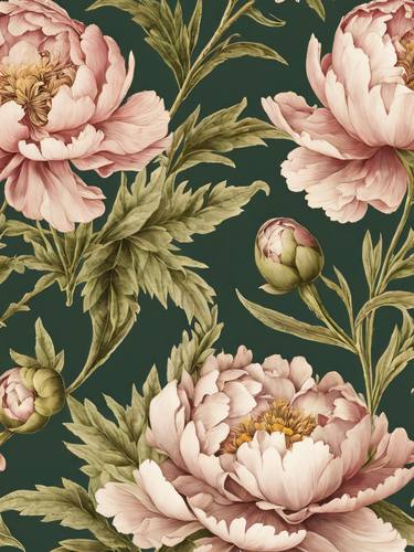 Peony Wildflower Vintage Botanical William Morris Style No.22 thumb