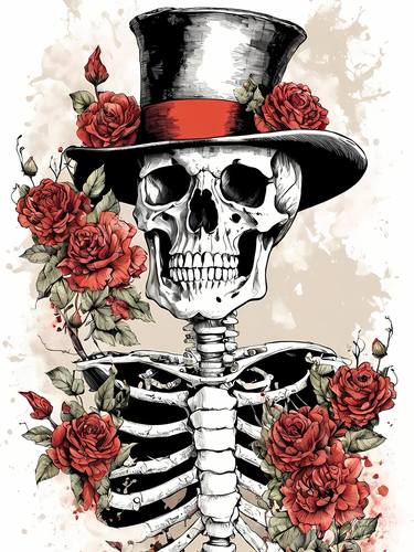 Floral Skeleton With Hat No.4 thumb