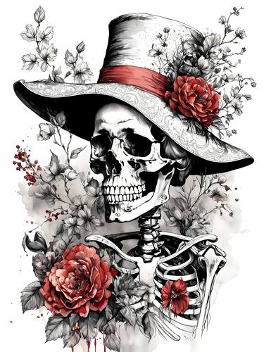 Floral Skeleton With Hat No.6 thumb