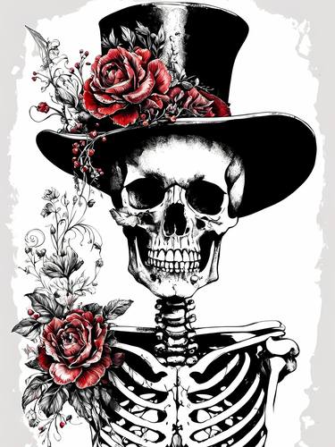Floral Skeleton With Hat No.7 thumb