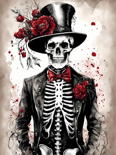 Floral Skeleton With Hat No.10 thumb