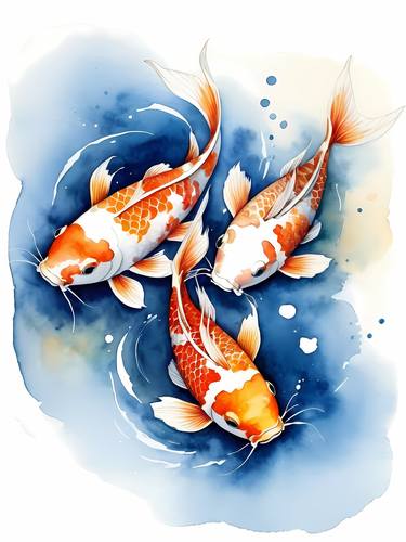 Koi Fish Watercolor Painting  No.1 thumb