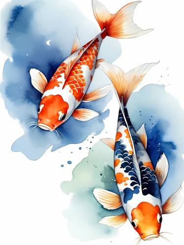 Koi Fish Watercolor Painting  No.2 thumb