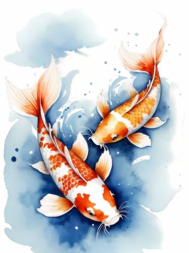 Koi Fish Watercolor Painting  No.4 thumb