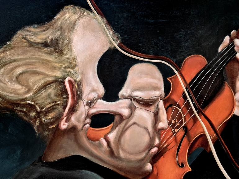 ZWYHOPT631 playing Violin man violoncello hand paint oil painting art on canvas 