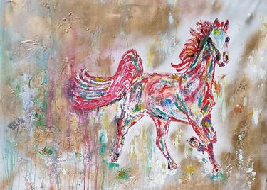 Original Abstract Expressionism Horse Paintings by Ursula Gnech