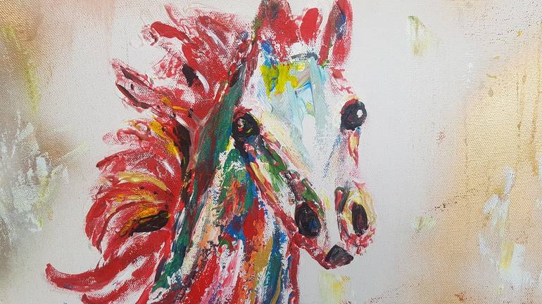 Original Abstract Expressionism Horse Painting by Ursula Gnech