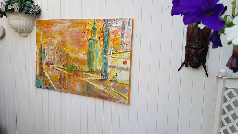 Original Abstract Architecture Painting by Ursula Gnech
