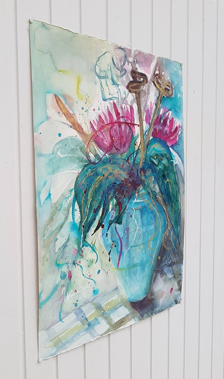 Original Abstract Expressionism Floral Painting by Ursula Gnech
