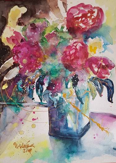 Original Expressionism Floral Paintings by Ursula Gnech