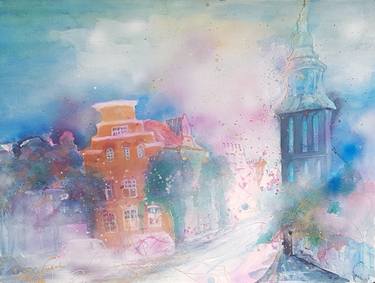 Original Abstract Expressionism Cities Paintings by Ursula Gnech