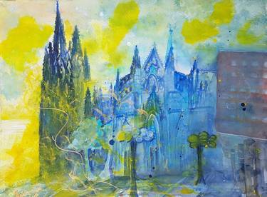 Original Abstract Expressionism Cities Paintings by Ursula Gnech