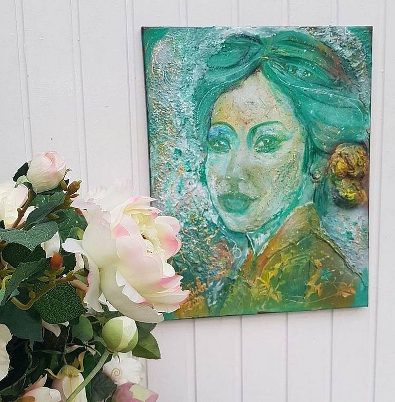 Original Abstract Portrait Painting by Ursula Gnech