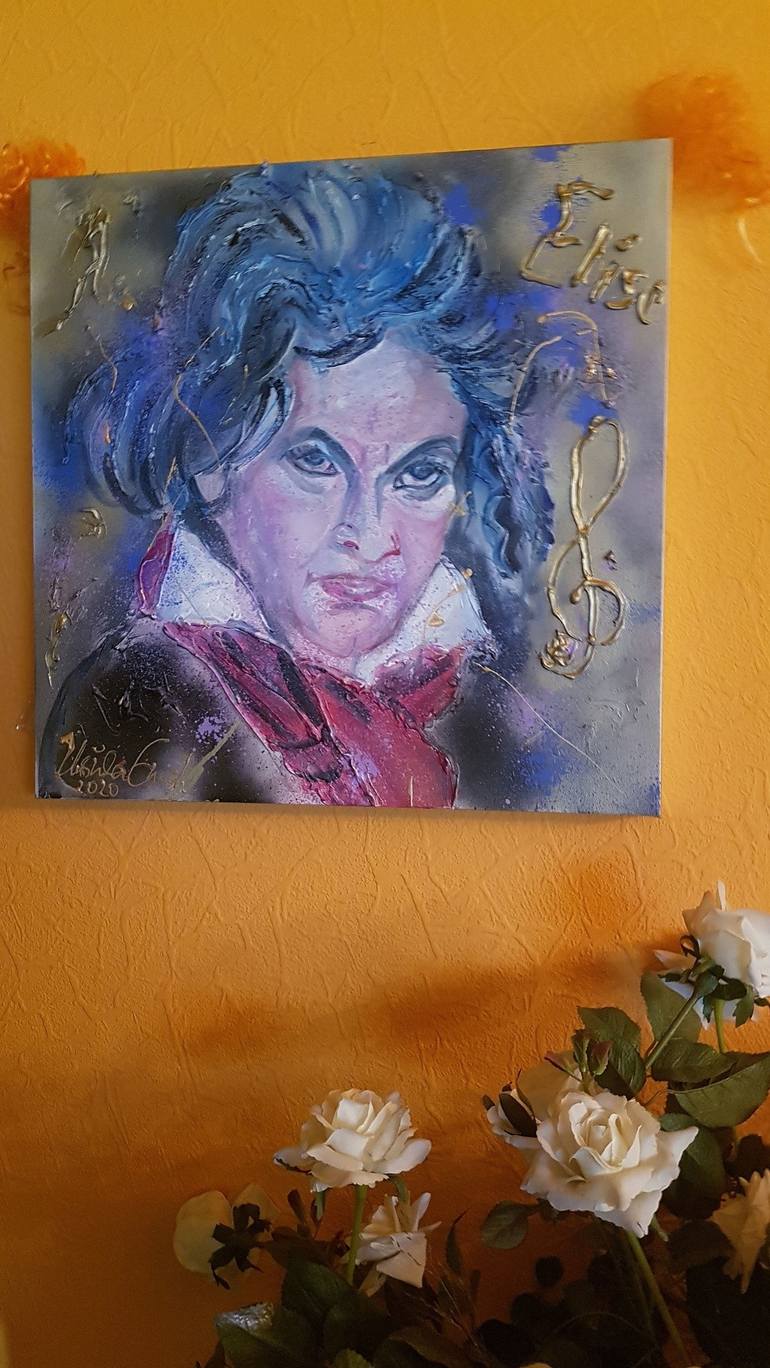 Original Abstract Portrait Painting by Ursula Gnech