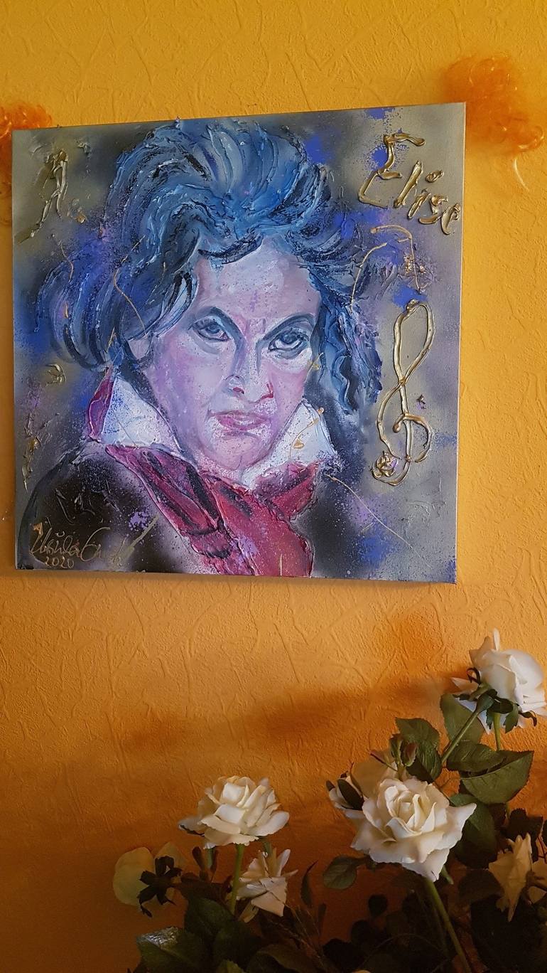 Original Abstract Portrait Painting by Ursula Gnech