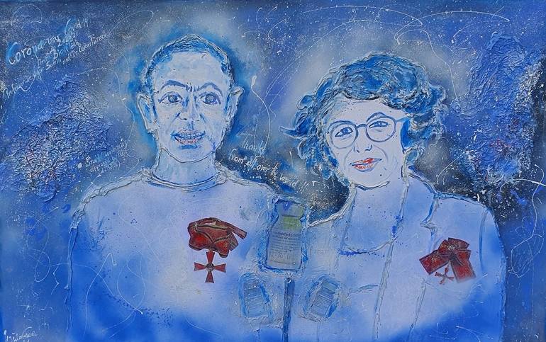 Original Abstract Expressionism People Painting by Ursula Gnech