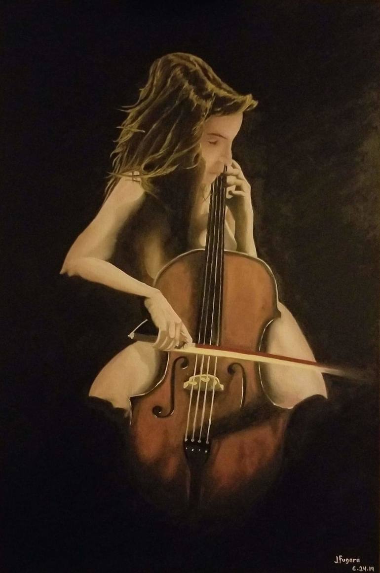 Nude Cellist Painting By Joe Fugere Saatchi Art