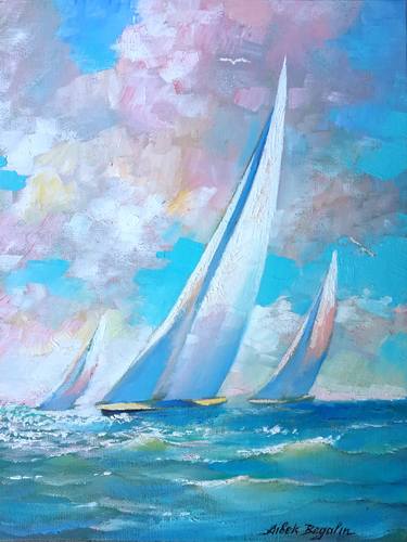 Print of Yacht Paintings by Aibek Begalin