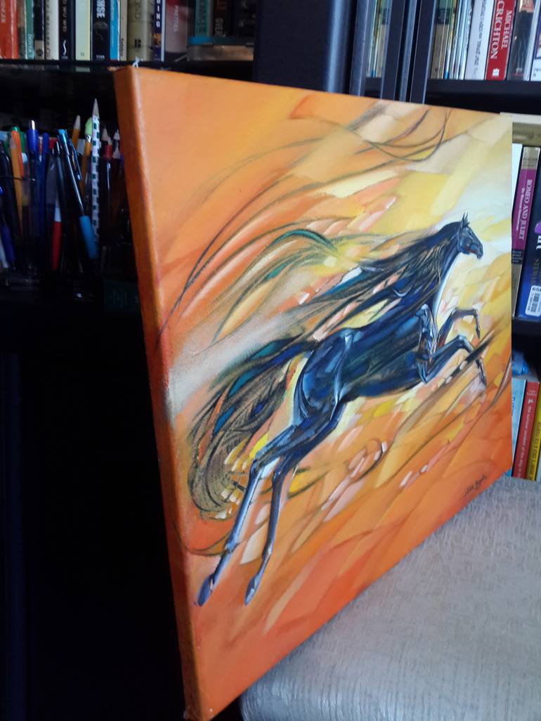 Original Expressionism Horse Painting by Aibek Begalin