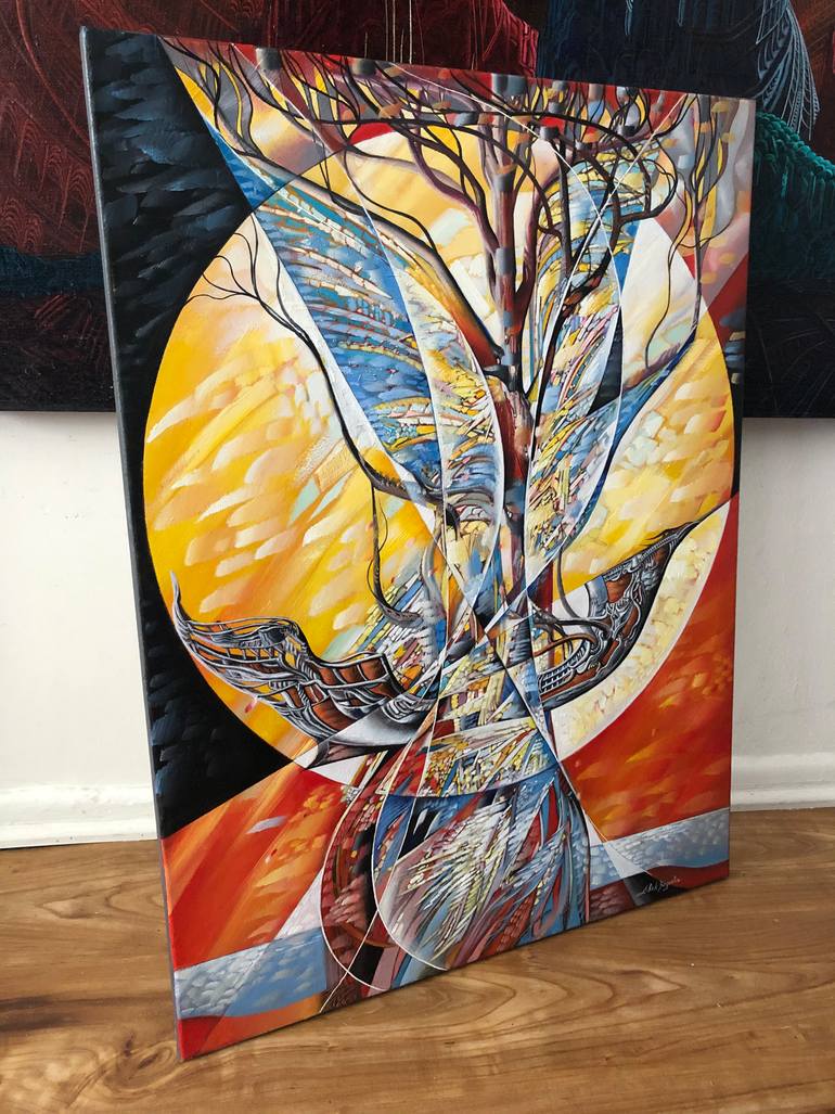 Original Art Deco Boat Painting by Aibek Begalin