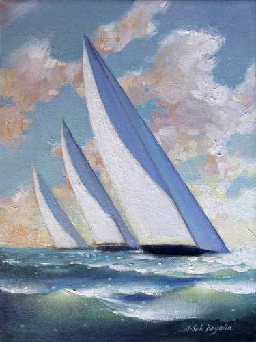 Print of Figurative Yacht Paintings by Aibek Begalin