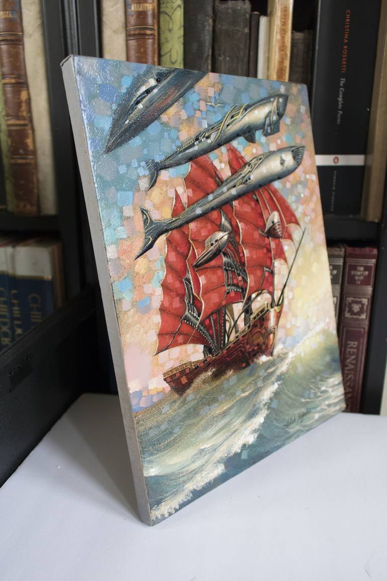 Original Art Deco Ship Painting by Aibek Begalin