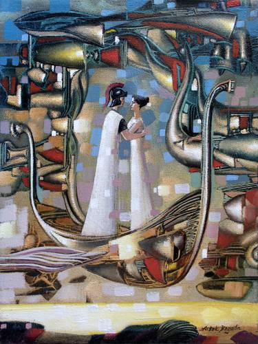Original Art Deco Love Paintings by Aibek Begalin
