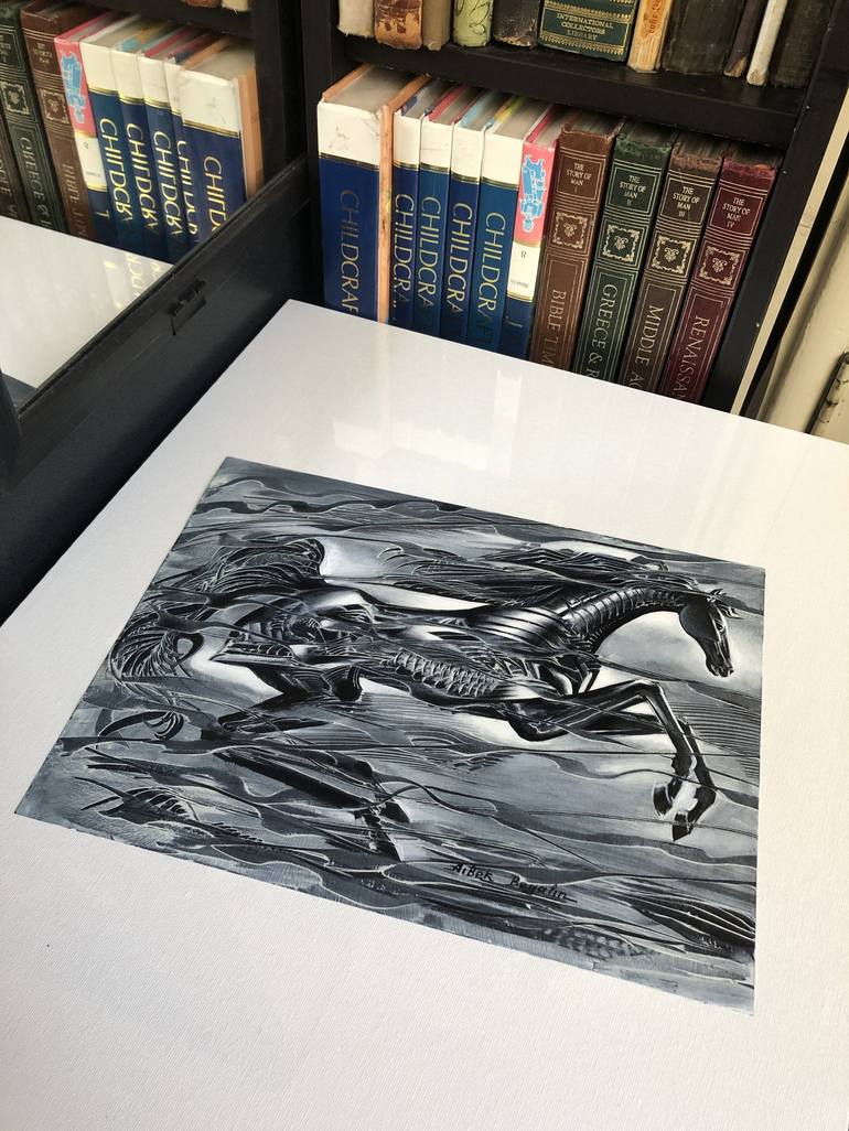 Original Modern Horse Drawing by Aibek Begalin