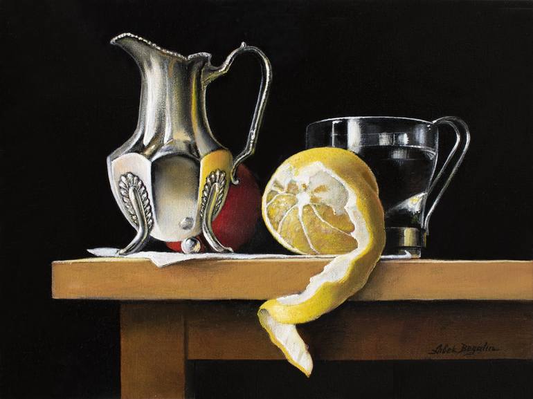 STILL LIFE WITH LEMON Painting by Aibek Begalin | Saatchi Art